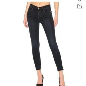 FRAME Le High Skinny Crop Fonda Raw Hem Slit Rivet Jeans, Size 26